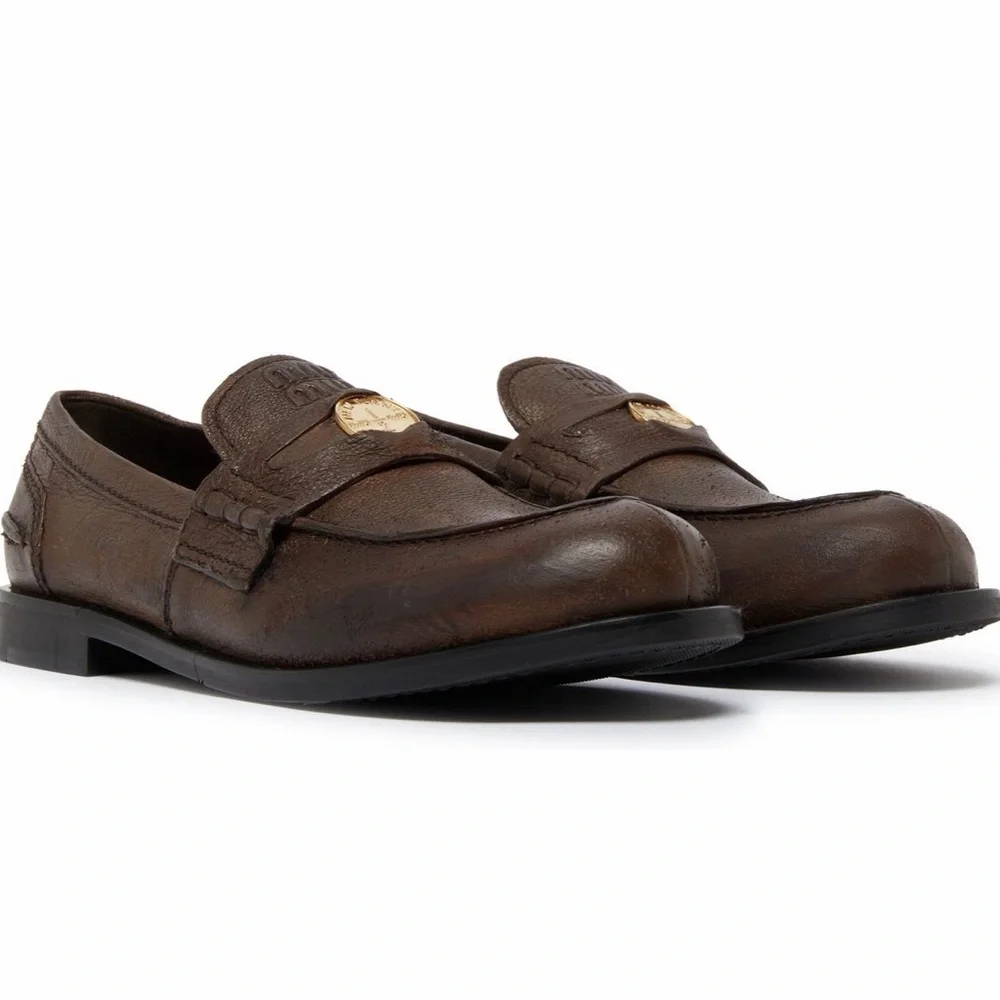 Miu Miu Calfskin penny loafers 38 cocoa brown - Picture 8 of 9